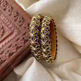 Dark Blue Silk Thread Kundan Bangle -Diced Flower -G12226